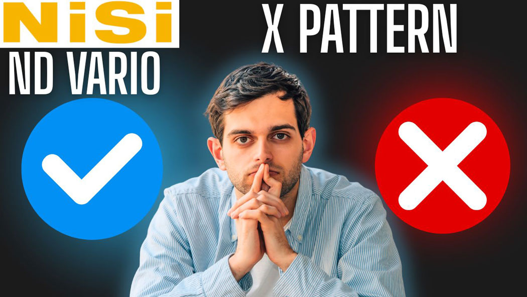 A man in a thinking pose with text saying Nisi ND Vario X Pattern