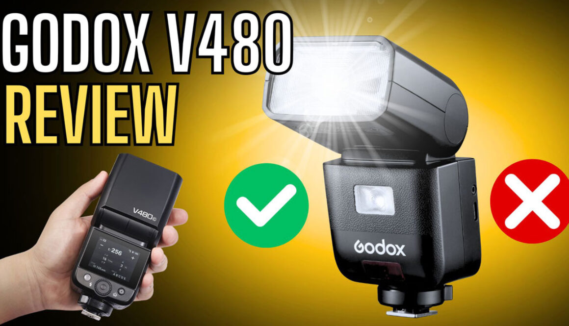 Godox V480 Review text with the the strobe inset in the image.