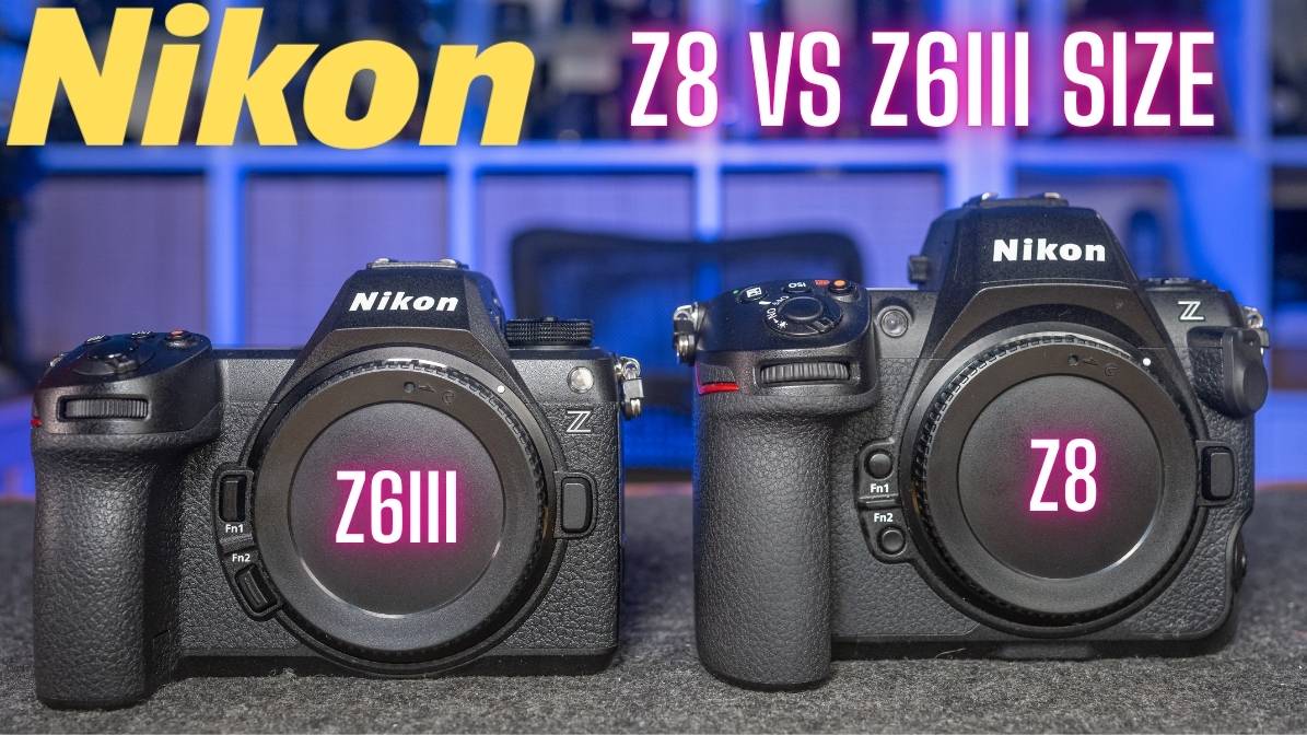 Nikon Z8 vs Z6iii size Nikon Z8 vs Z6iii size showing both the Nikon Z8 and Z6iii and their size differences.