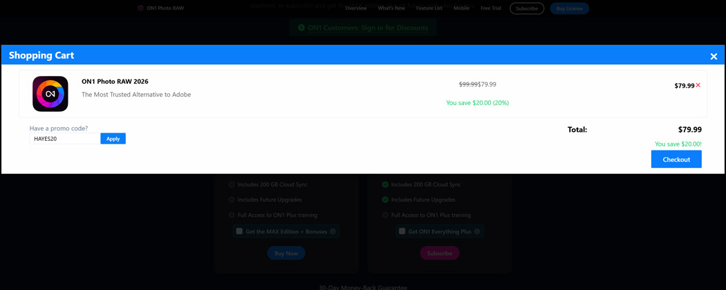 ON1-Photo-Raw-2026-discount-code-applied ON1 Photo Raw 2026 after the discount code was applied