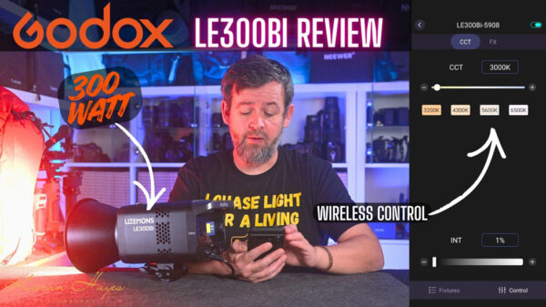 Godox LE300BI Review photograph with test saying that and imgae