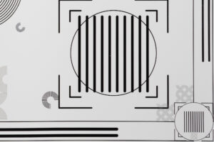 Corner Sharpness F5.6 Nikon Z 50mm F1.2 corner sharpness test chart image zoomed in at 100%. This was shot @ F5.6