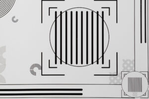 Corner Sharpness F8 Nikon Z 50mm F1.2 corner sharpness test chart image zoomed in at 100%. This was shot @ F8