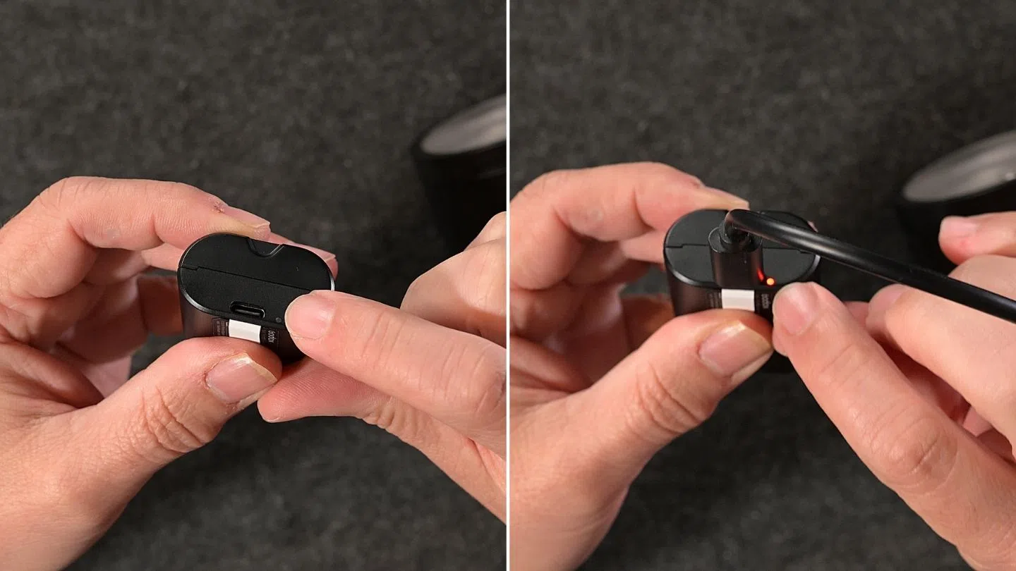Godox V1 Mid battery and it's USB-C charging port