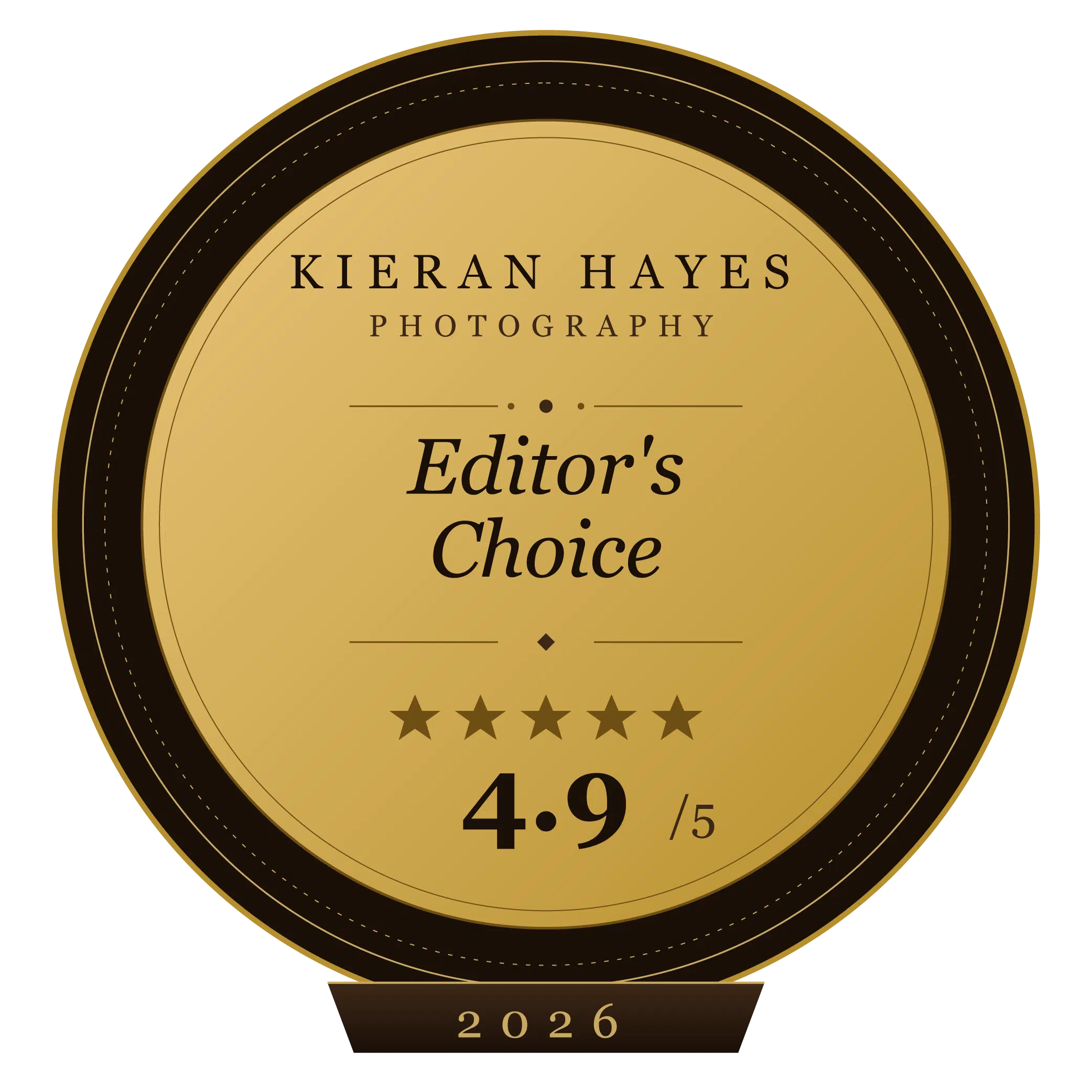 Kieran Hayes Photography Editor's Choice award — 4.9 out of 5